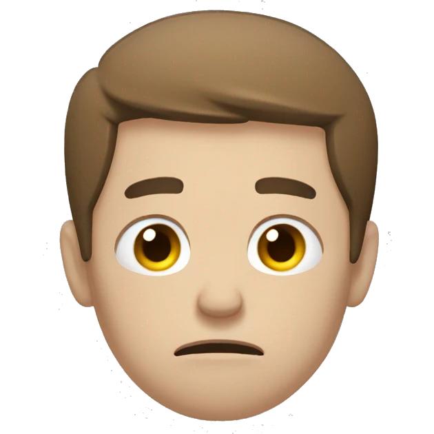 Sad White Man with short brown hair lifting weights while crying emoji