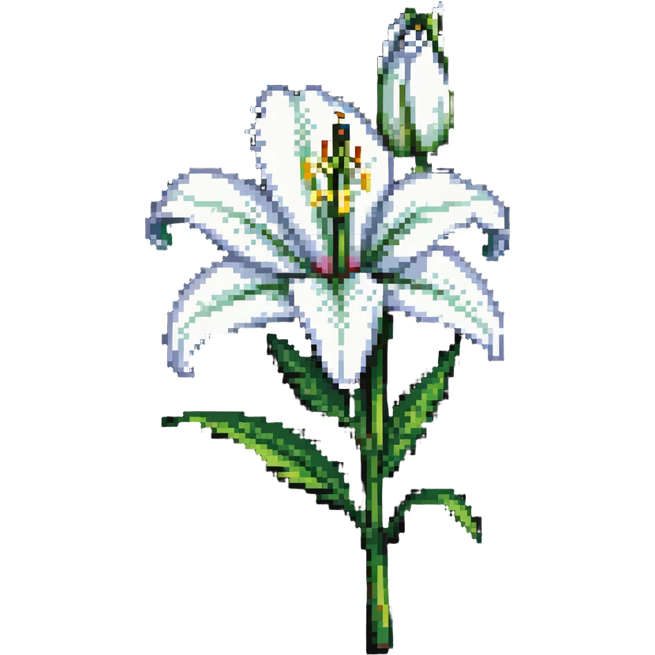 white lily flower with green stem emoji