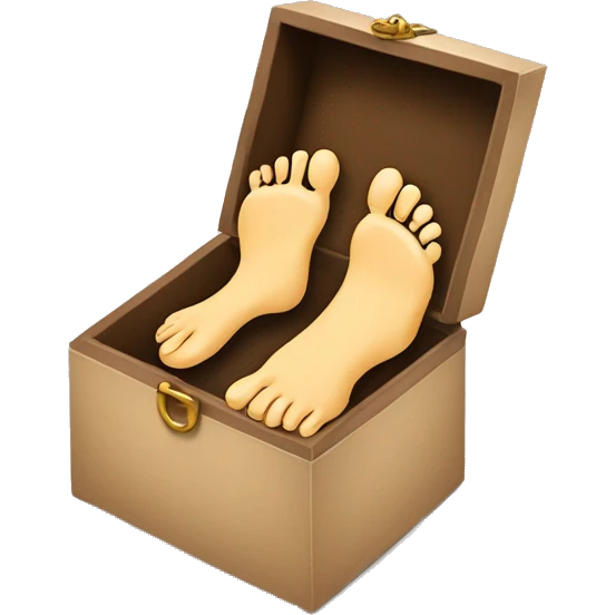feet holding ring in a box proposing emoji