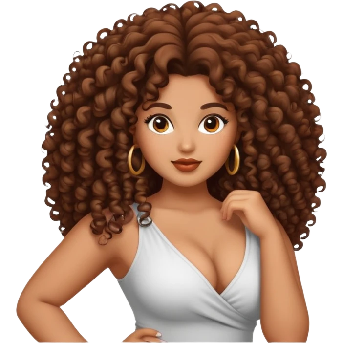 beautiful, curvy, exotic woman with big hair and confident pose emoji