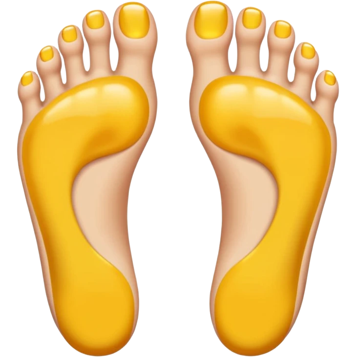 two feet side by side, toes visible, five toes each, shiny, perfectly orthopedic shape, emoji style emoji
