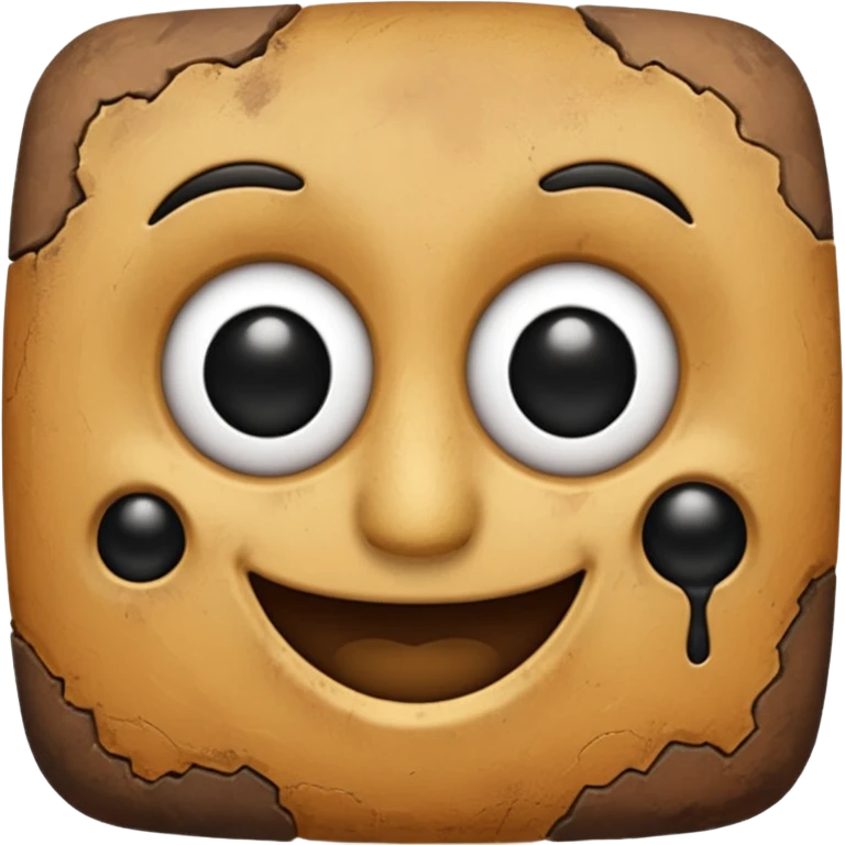 make a brown wall with 2 black eyes and a smile emoji