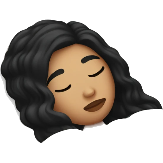 white girl with black hair sleeping in bed emoji