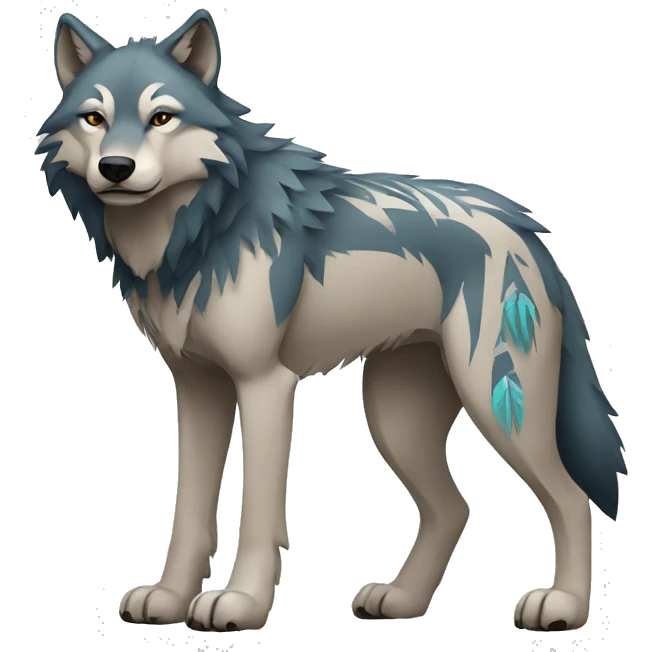 Wolf With Tribal Markings Full Body emoji