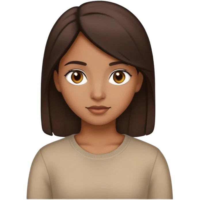 A brown girl, with medium dark brown hair, and dark brown eyes emoji