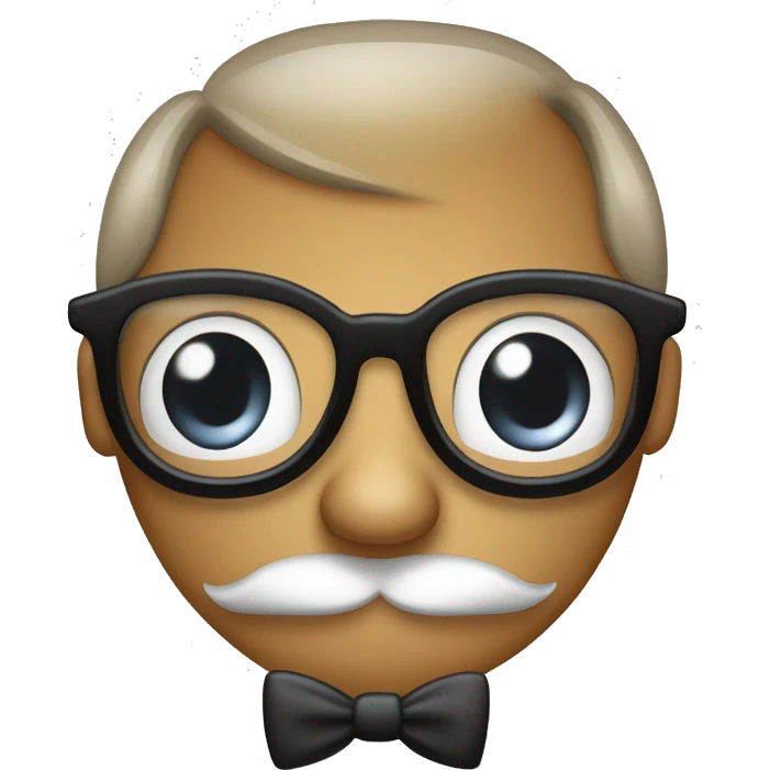 Create a smart, witty emoji with a mischievous expression, glasses or a monocle, and a playful touch like a bowtie. Keep it minimalistic and unique. emoji