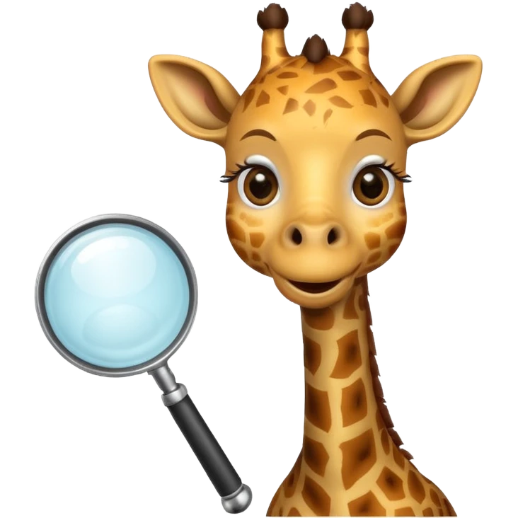 curious giraffe with creepy smile and with magnifying glass emoji
