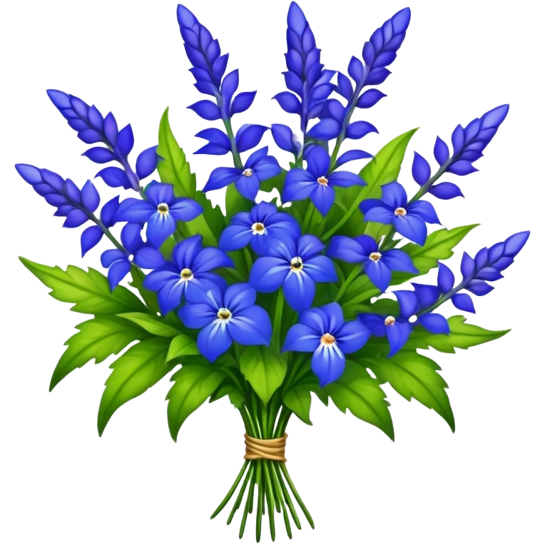 luxuriant, big bouquet Lobelia, stem, leaf emoji