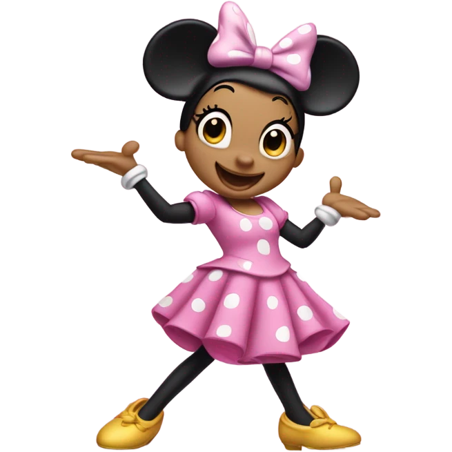 Minnie Mouse wearing pink dancing emoji