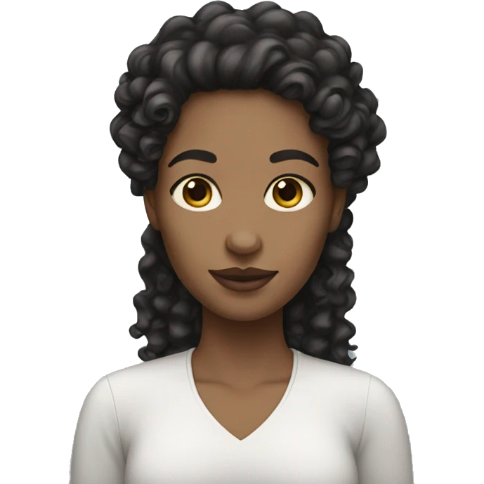 woman white skin long dark curly hair emoji