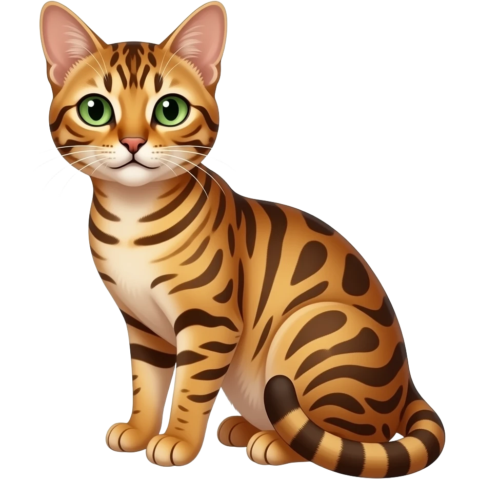 An Egyptian Mau with green eyes, no collar, sitting emoji