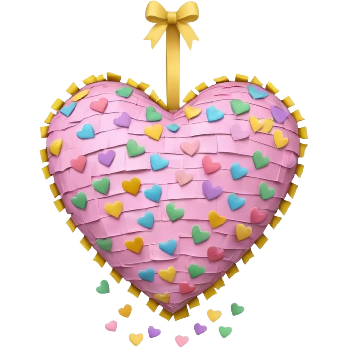 The heart is a pinata with confetti in soft pink, beige and yellow pastel light emoji