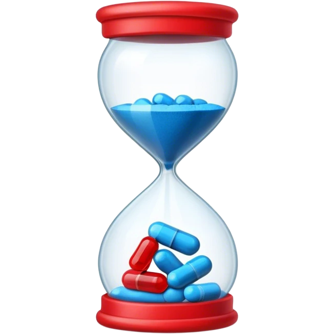 Sandglass with blue pills and red pills emoji