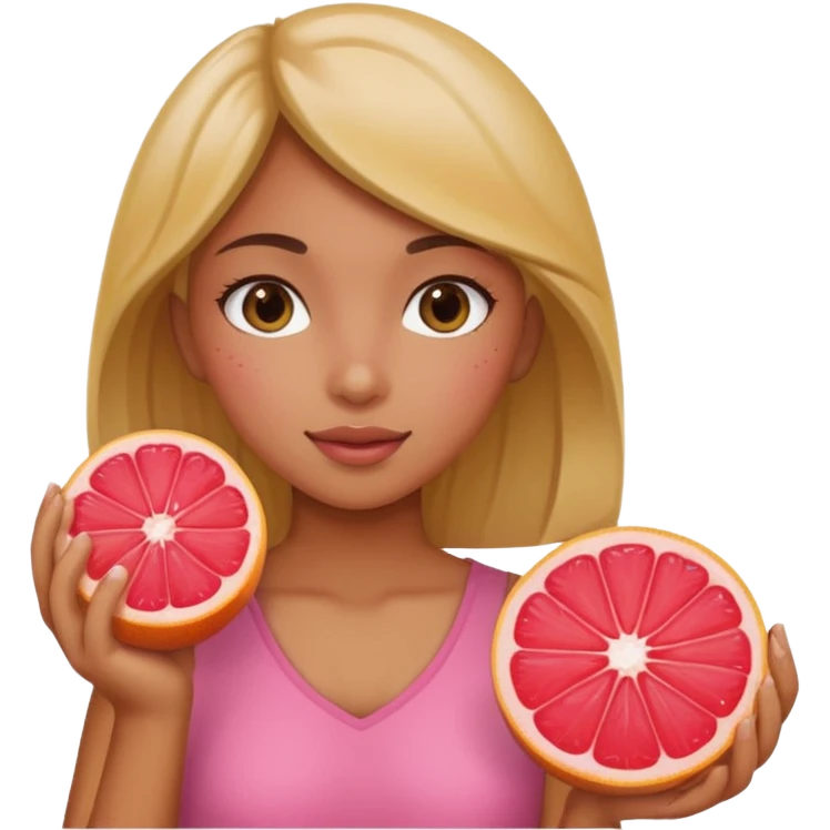 Girl holding grapefruit emoji