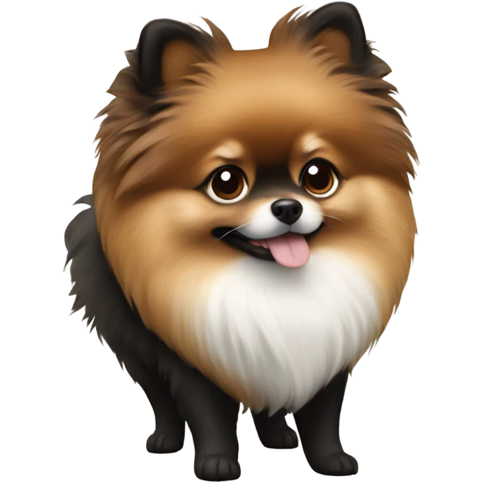 Pomeranian black with brown and white emoji