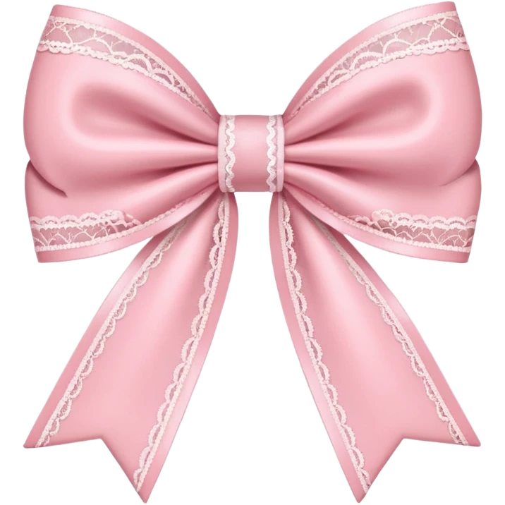 coquette style pink bow, soft and romantic, pastel pink, lace details, emoji size, no text emoji