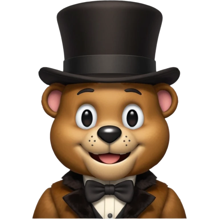 Freddy Fazbear winking, wearing a black top hat emoji