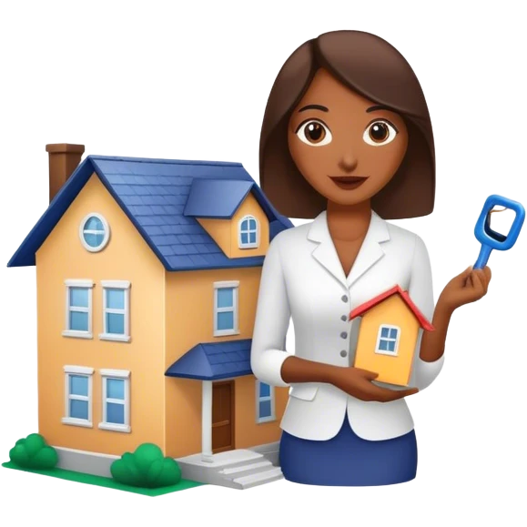brown lady in real estate job with house emoji