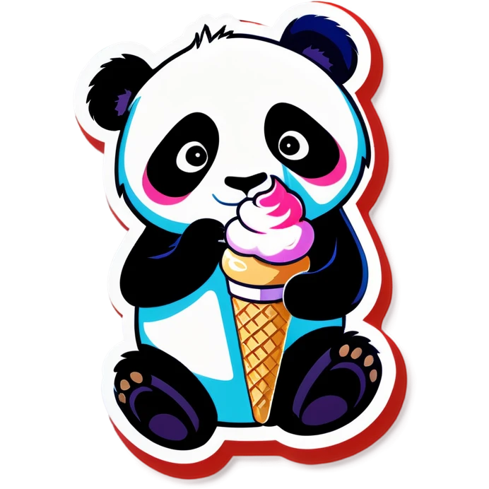 Panda eating ice cream emoji