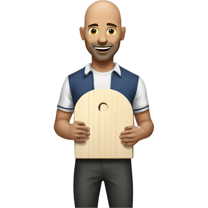 Bald man playing cornhole emoji