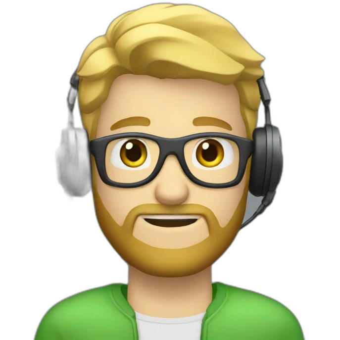 Blonde guy with beard and video game headset emoji