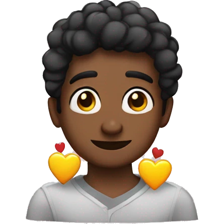 Chico negro con corona y corazones en los ojos  emoji
