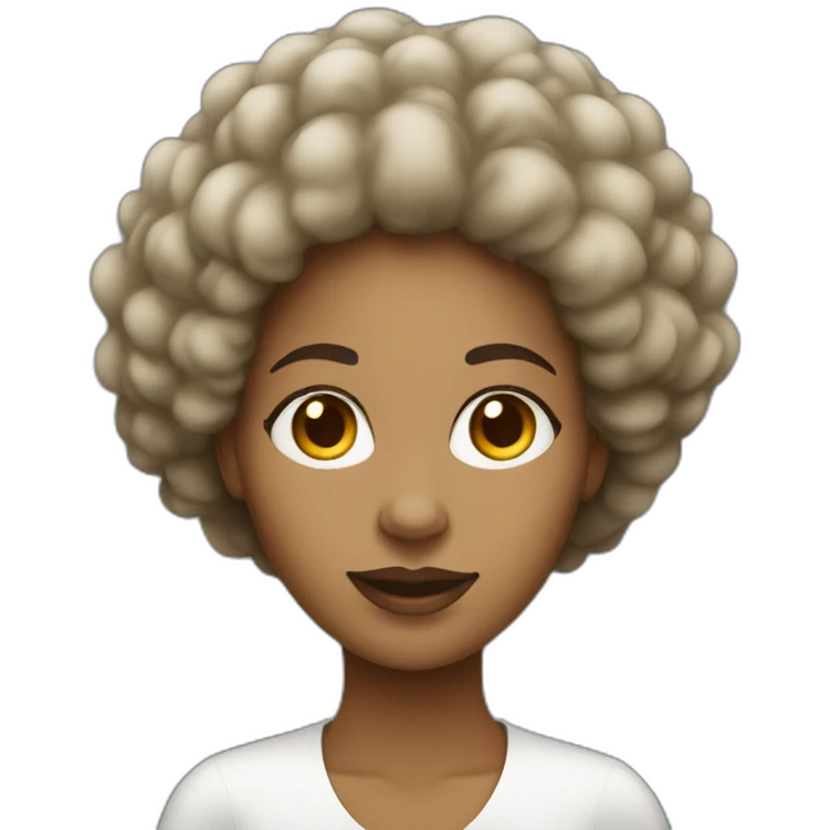 Afro white woman developing on mac emoji