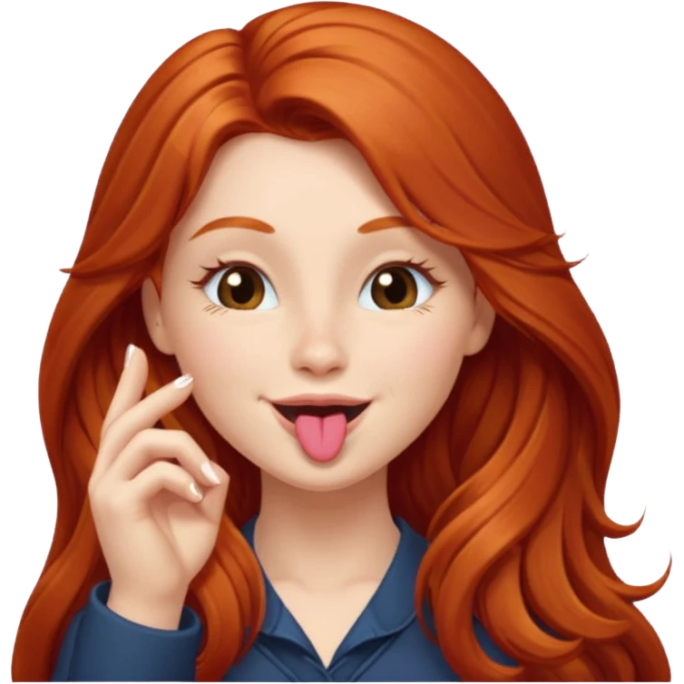 Long haired redhead winking & blowing kisses emoji