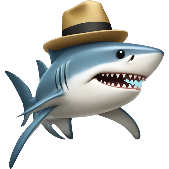shark wearing a hat emoji