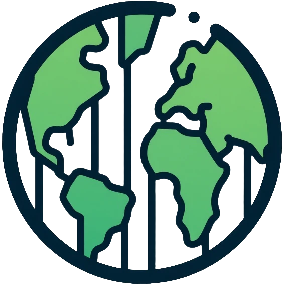 Minimalist circular logo with a stylized barcode morphing into a globe, representing ethical consumer choices and transparency. Clean greens and blues with neutral tones. Professional tech-forward design. emoji