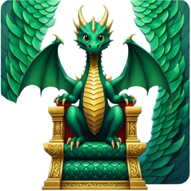 Create a poster insprited from games of throne ,  Dragon sitting on a throne while people are watching him from below  emoji