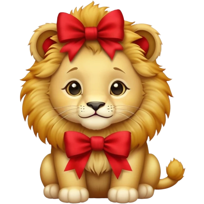 Baby lion with a bow on  emoji