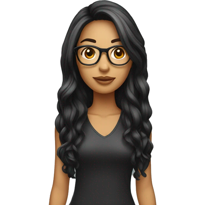 Chica blanca de cabello largo negro con gafas emoji