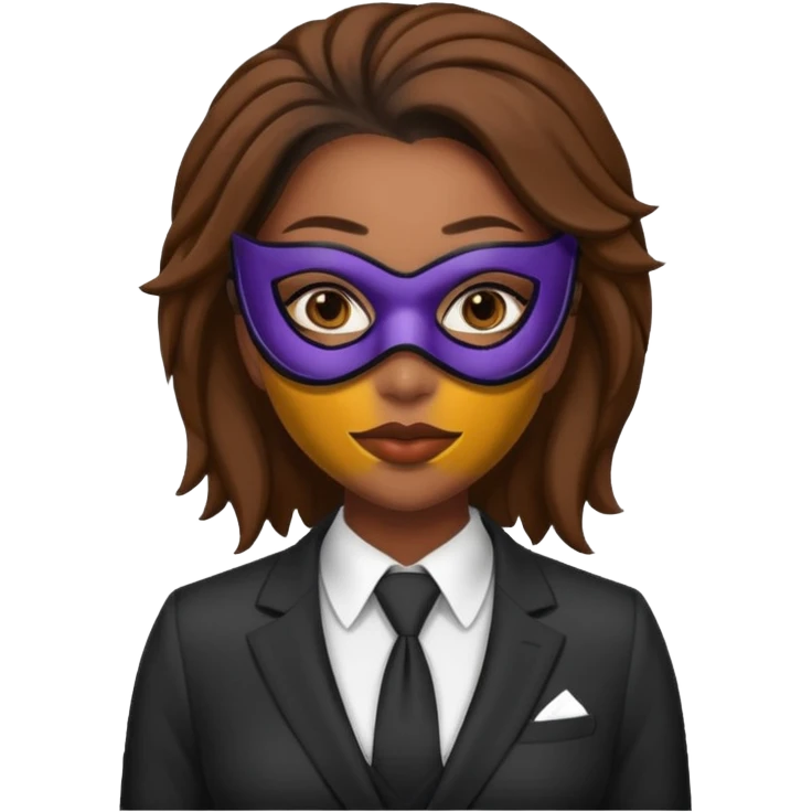black woman in suit and mask emoji