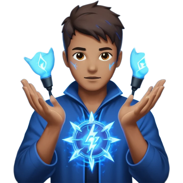 man summoning electric emoji