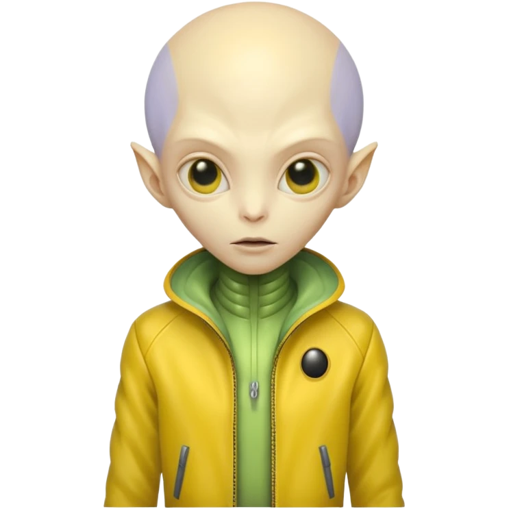 Alien with yellow jacket, Half body. emoji