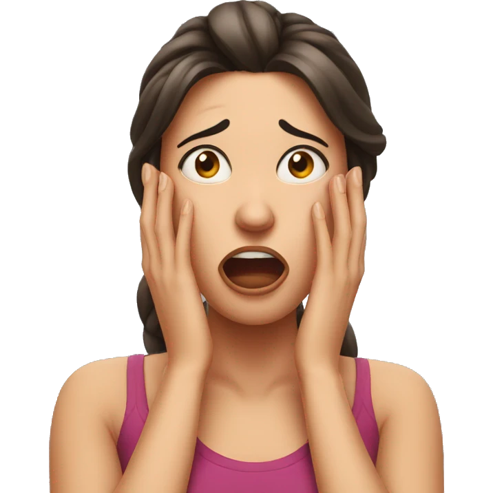 shocked woman hands on face emoji