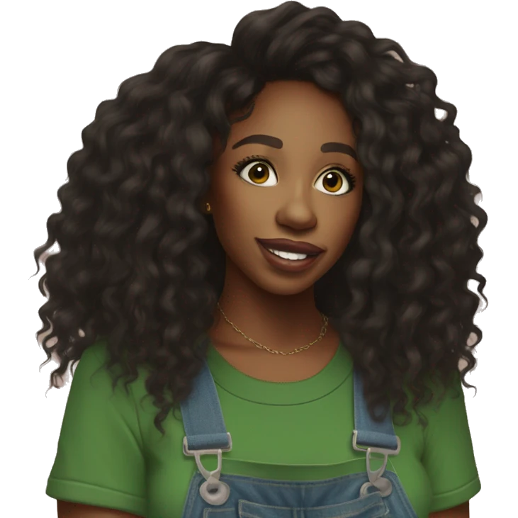 sza wear overalls green ringer tee emoji