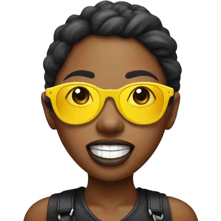 Girl with sunglasses with a banana in her mouth emoji