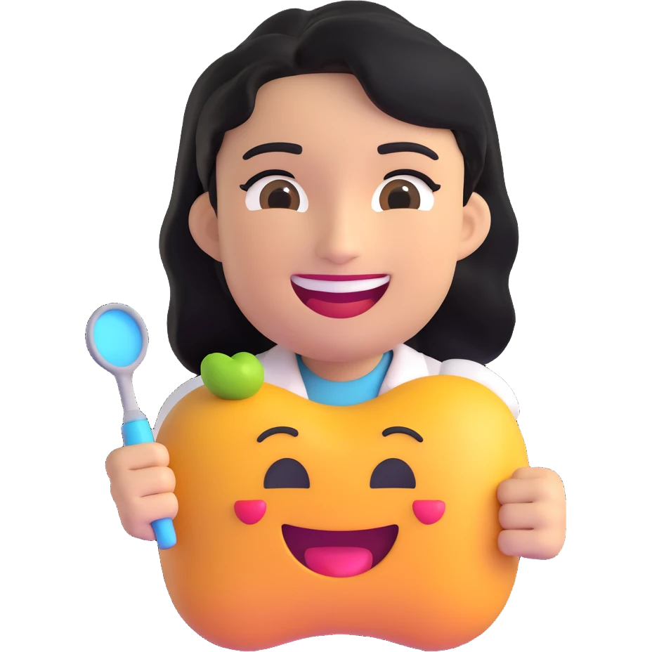 olive skin dentist with black hair, smiling, emoji style emoji