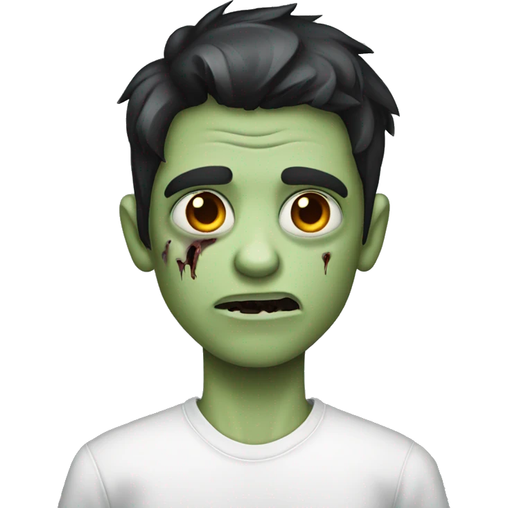 boy zombie with dark hair and white shirt emoji