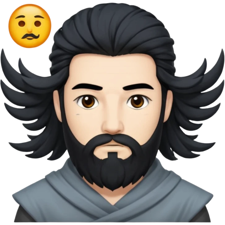 Boreas, God of the North Wind from Gods and Goddesses with black hair and beard, grey outfit emoji