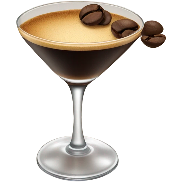 espresso martini in coupe glass with 3 beans emoji