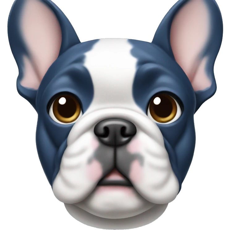 Blue frenchie with white patch on chest emoji