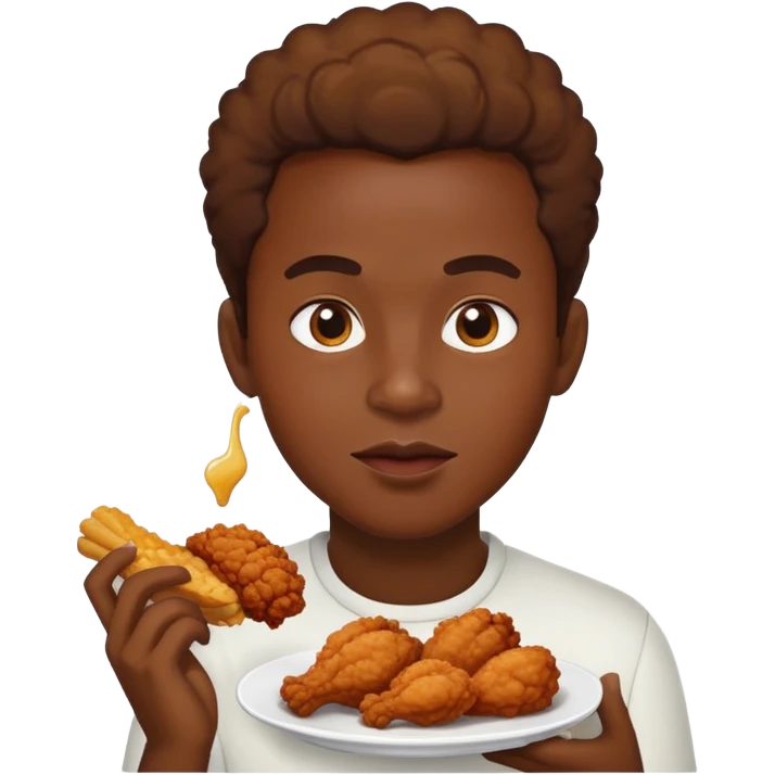 Black person eating fried chicken emoji