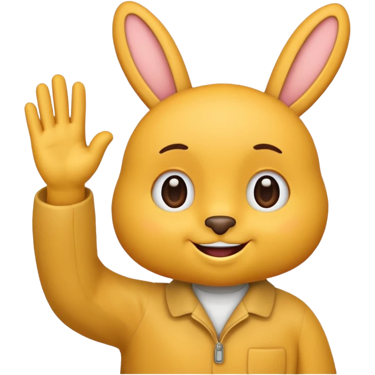 Labubu character waving, iOS emoji style emoji