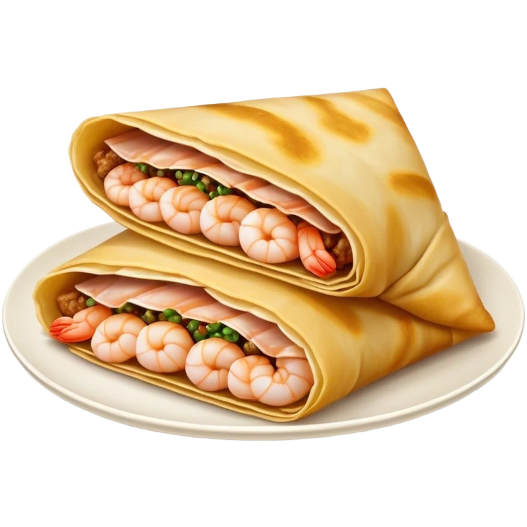 Bánh Xèo Cinematic Realistic Bánh Xèo Dish Emoji, depicted as a crispy, folded crepe filled with shrimp and pork, rendered with dynamic textures and vibrant, appetizing lighting. emoji