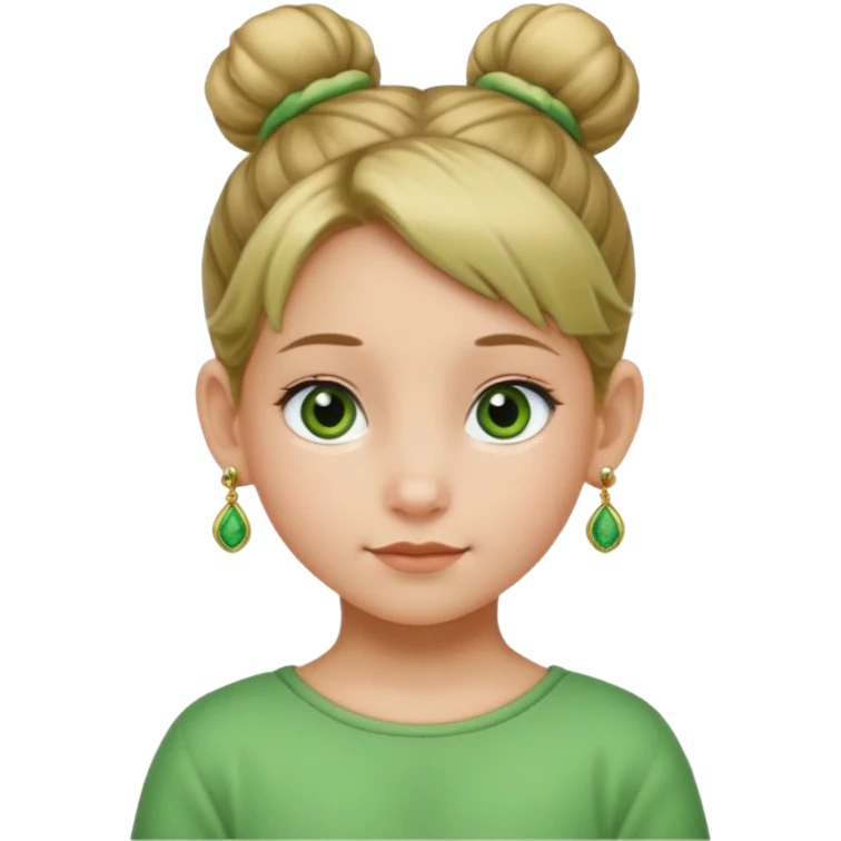  bun haired kid with earrings green hair guy emoji