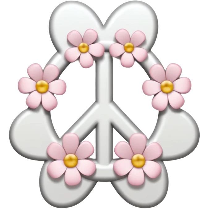 white sakura flower with a bow and peace sign center emoji