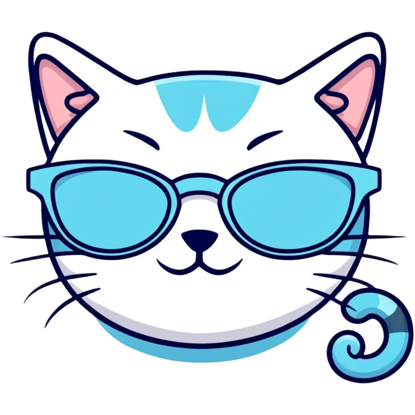 cat-eye pastel blue glasses with slight shimmer emoji